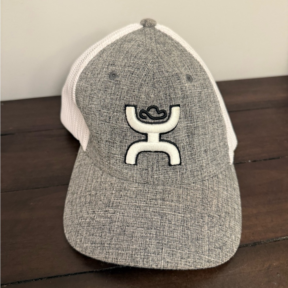 Hooey Flexfit Mesh Trucker Hat S-M Gray/White Western Rodeo